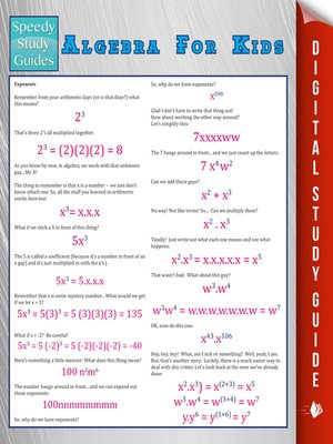 Algebra For Kids - ebook